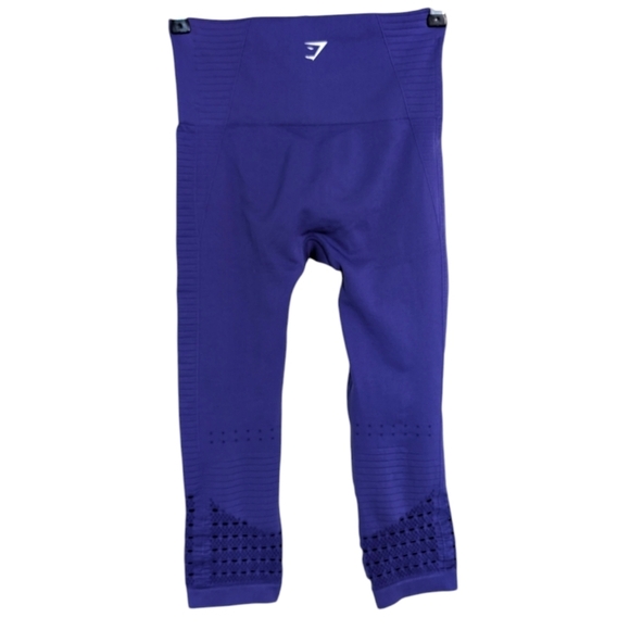 Gymshark Energy + Seamless Cropped Leggings Purple Laser Cut Outs Women's Small - Picture 4 of 13